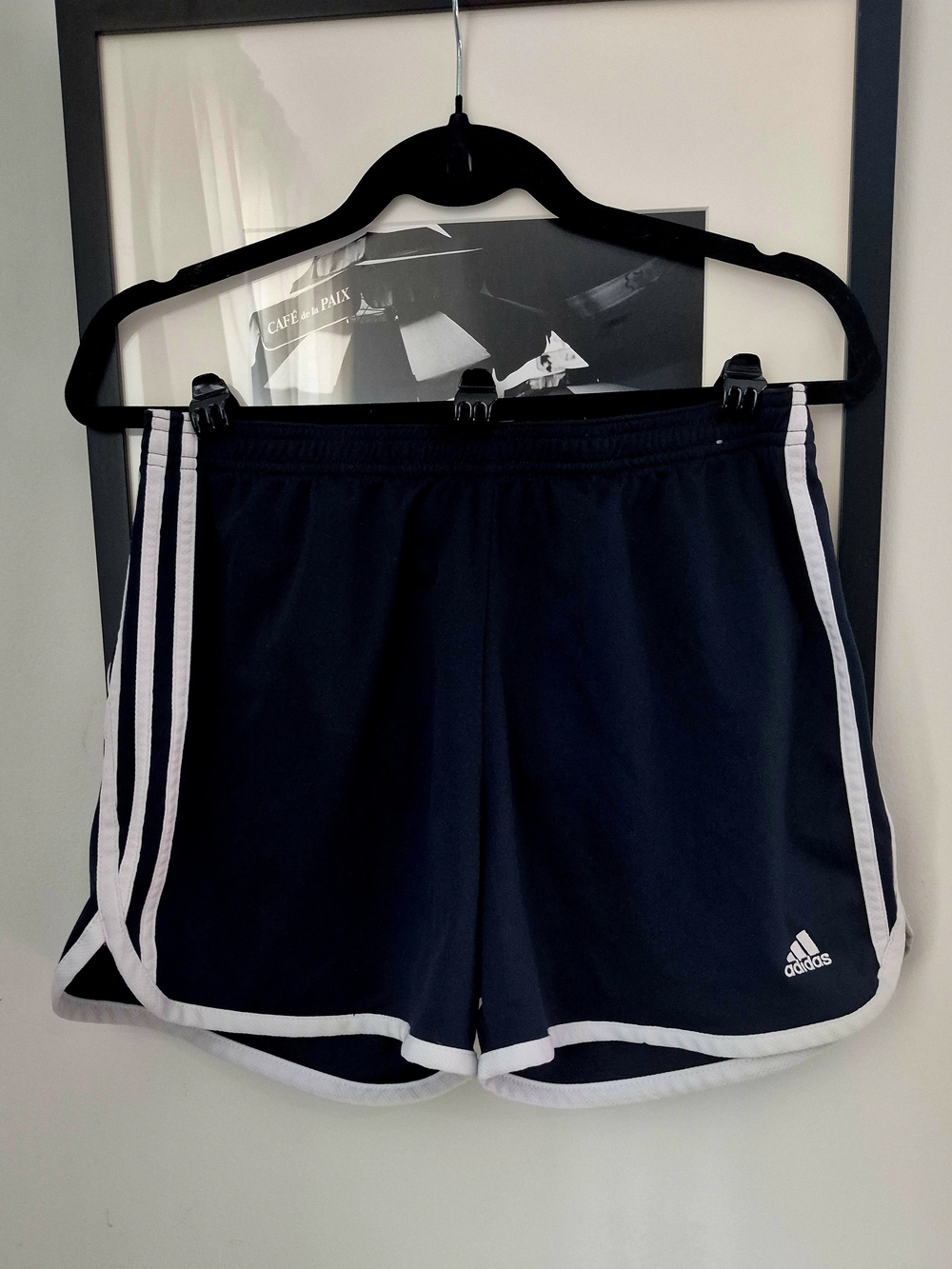 Vintage SoccerAdidas Women's Navy Shorts with White Trim~